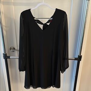 INC International Concepts Black V-Neck Long Sleeve Dress
